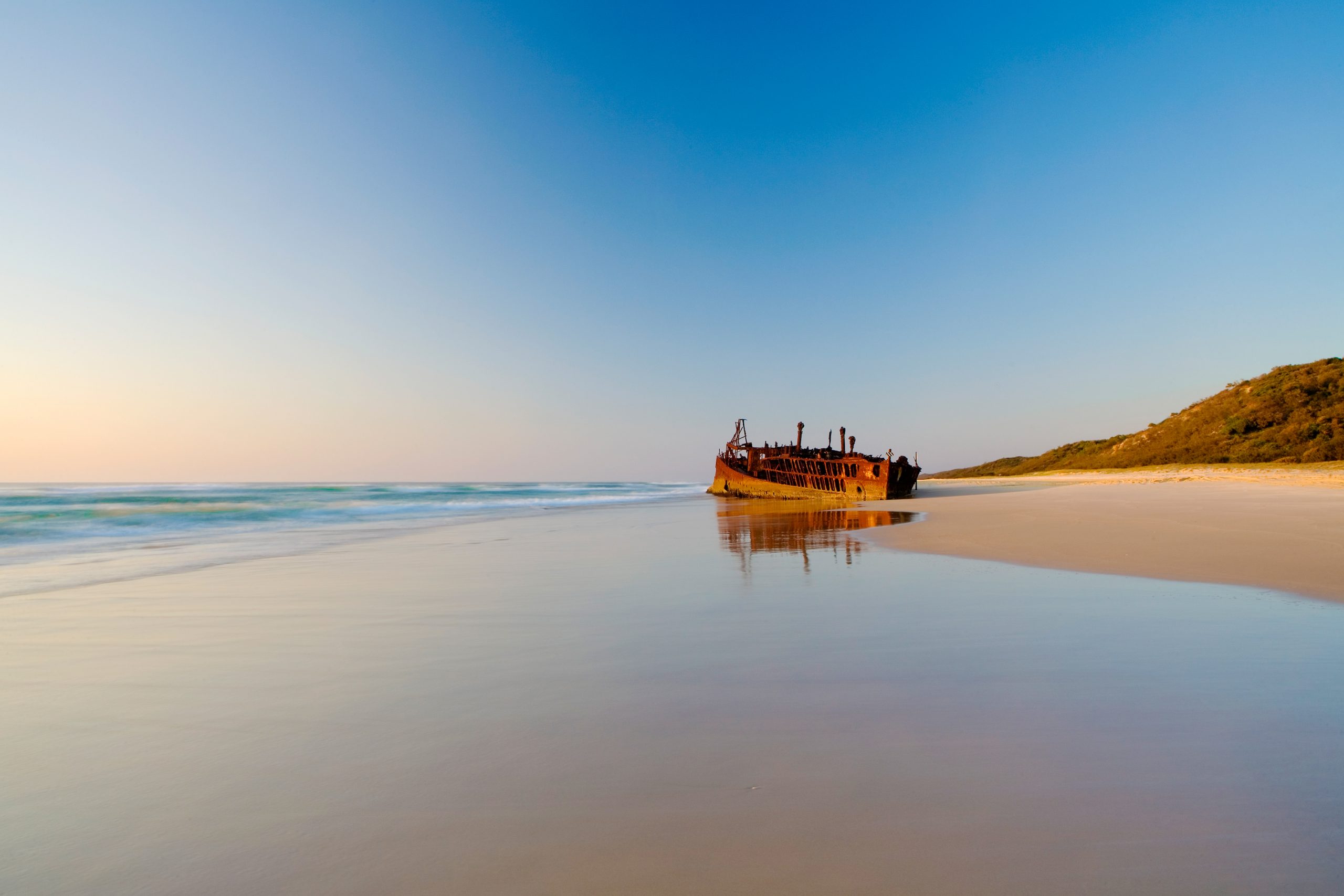 The S.S. Maheno a shipwreck that sits ashore K'Gari, Fraser Island in Queensland Australia