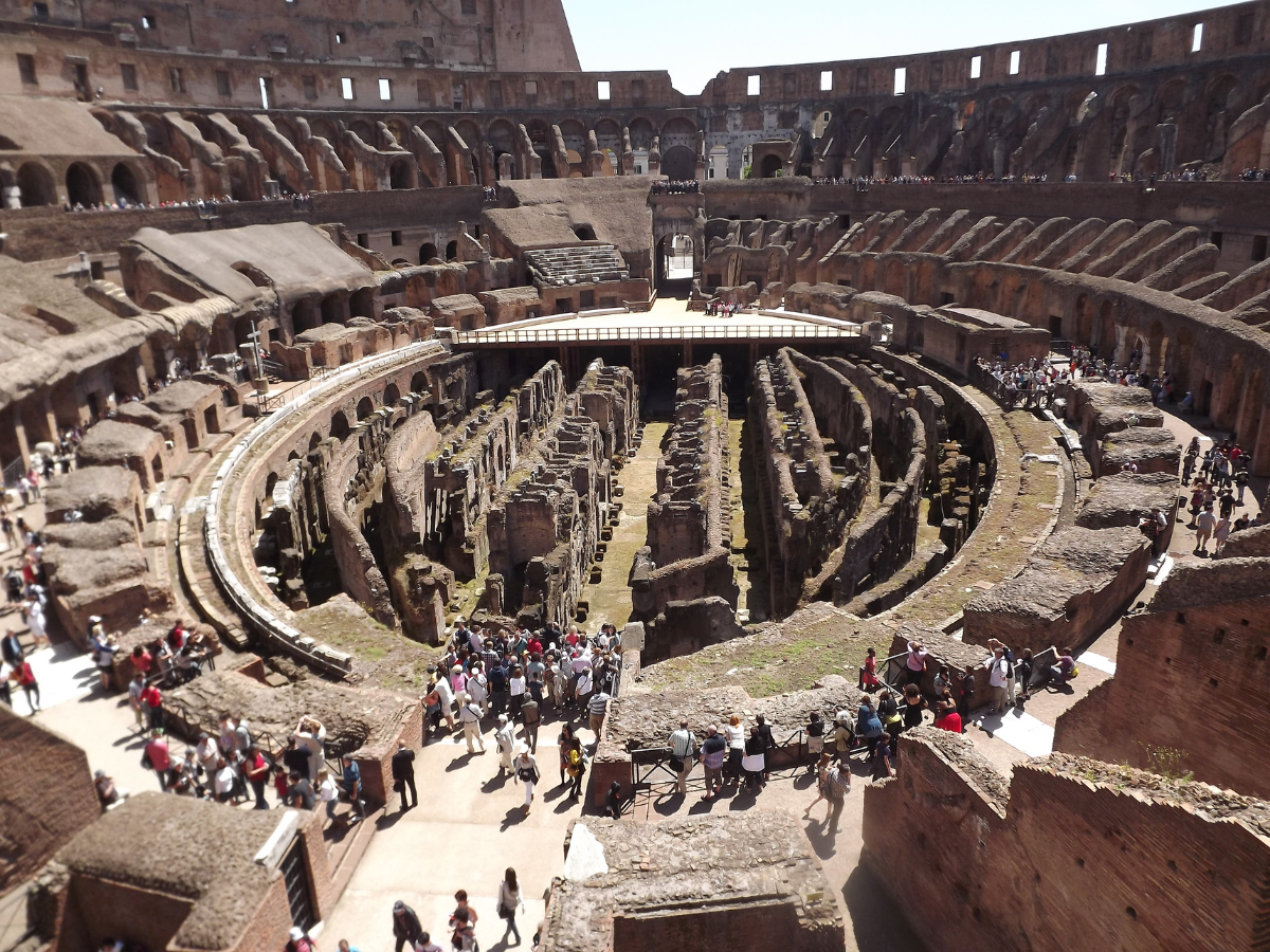 Exploring Rome's Colosseum interior in Italy.Rome.