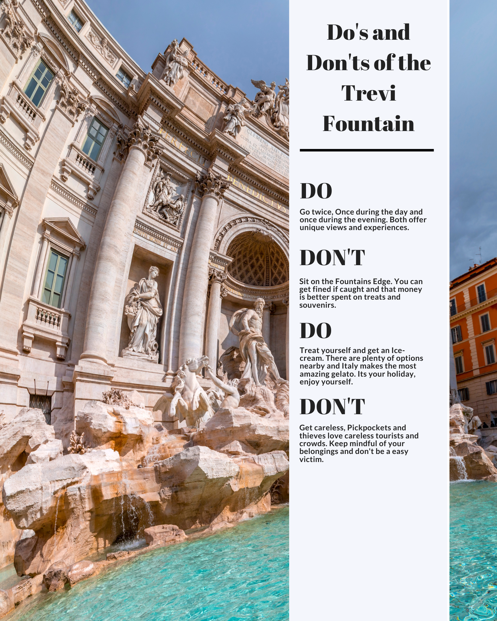Do and Don'ts guide of the Fontana Di Trevi