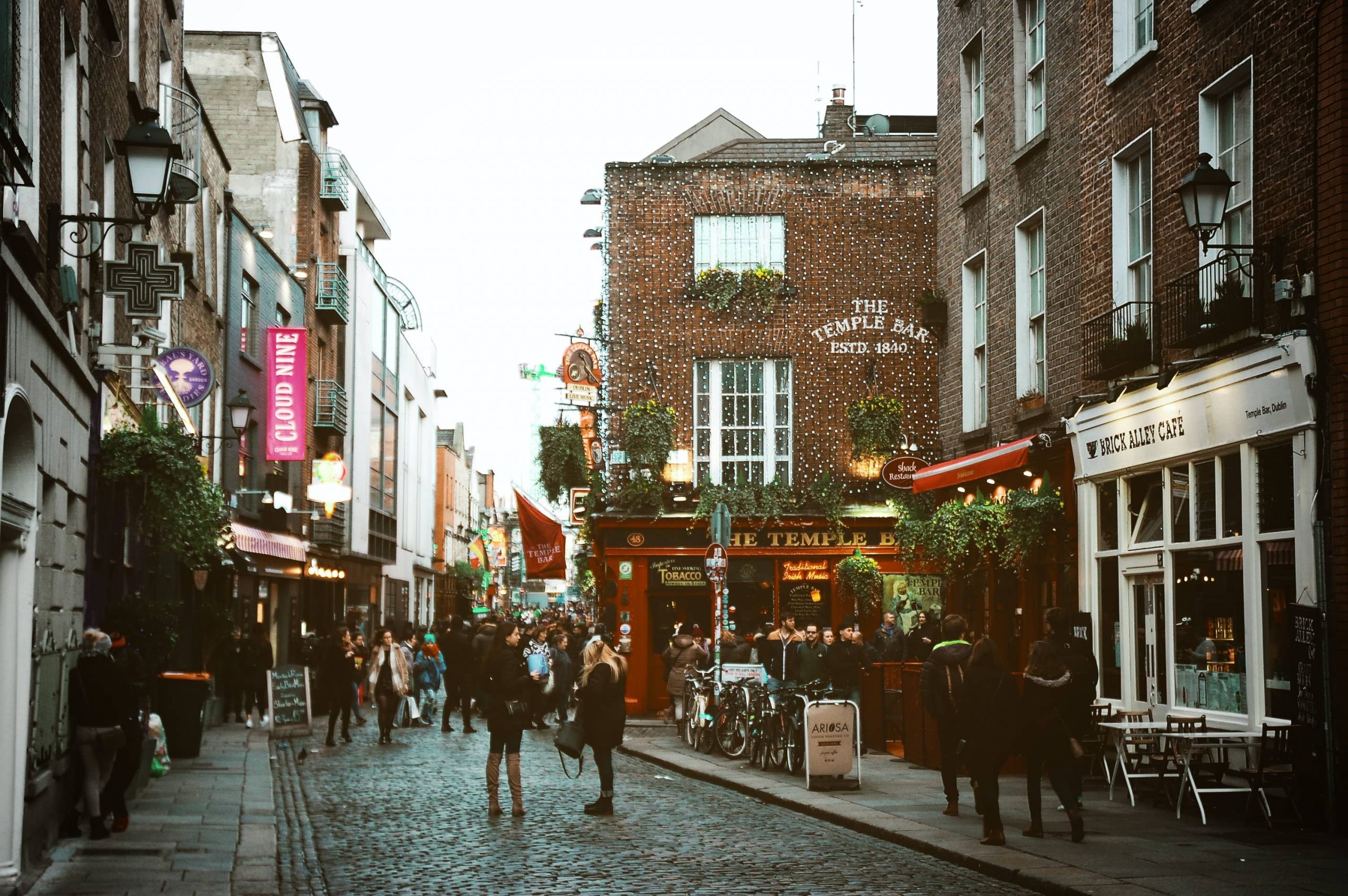 The Temple Bar district in Dublin Ireland for travel blog Brads Backpack