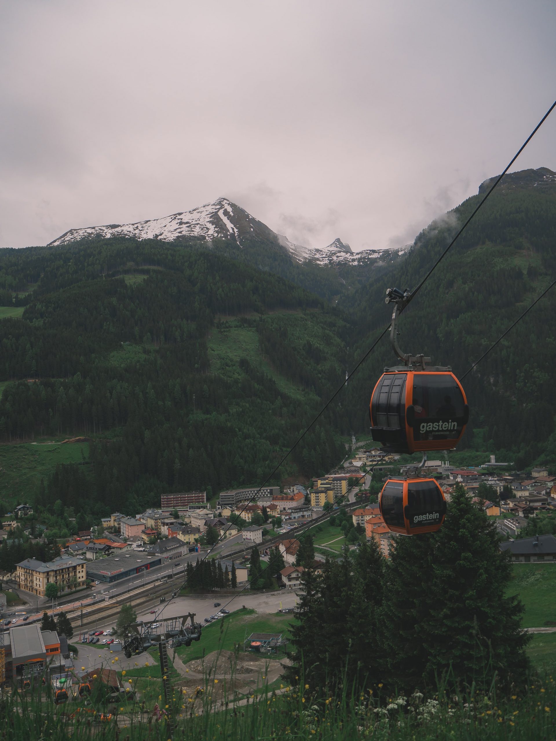 Bad Gastein cable car for a guest post on Brads Backpack on european train travel by Lizet from A Wanderfood Life