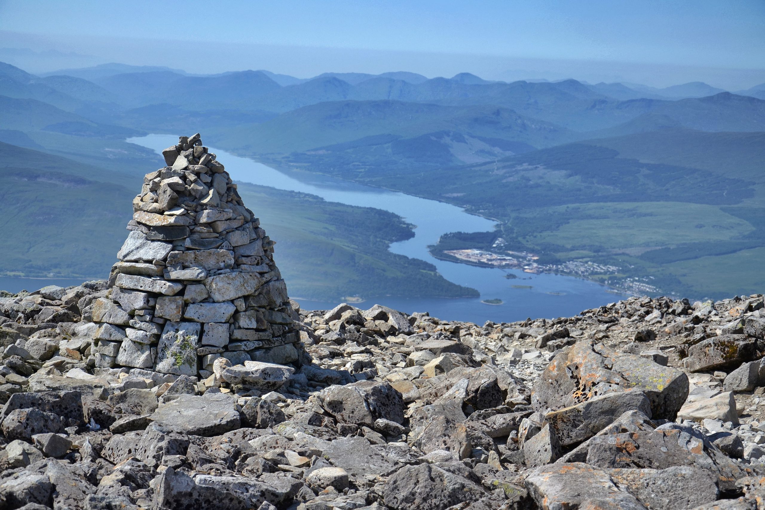 The view from the peak of Ben Nevis as part of the National Three Peaks challenge