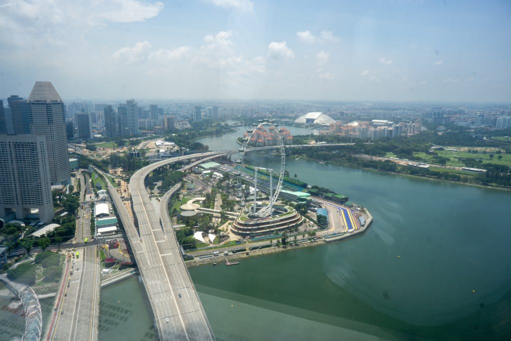 Marina Bay Sands Skydeck View View from the Marina Bay Sands skydeck of the F1 track