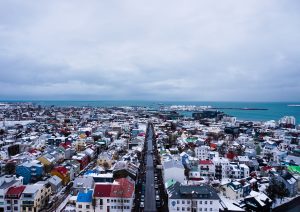 View from Hallgrimskirkja in Reykjavik Iceland