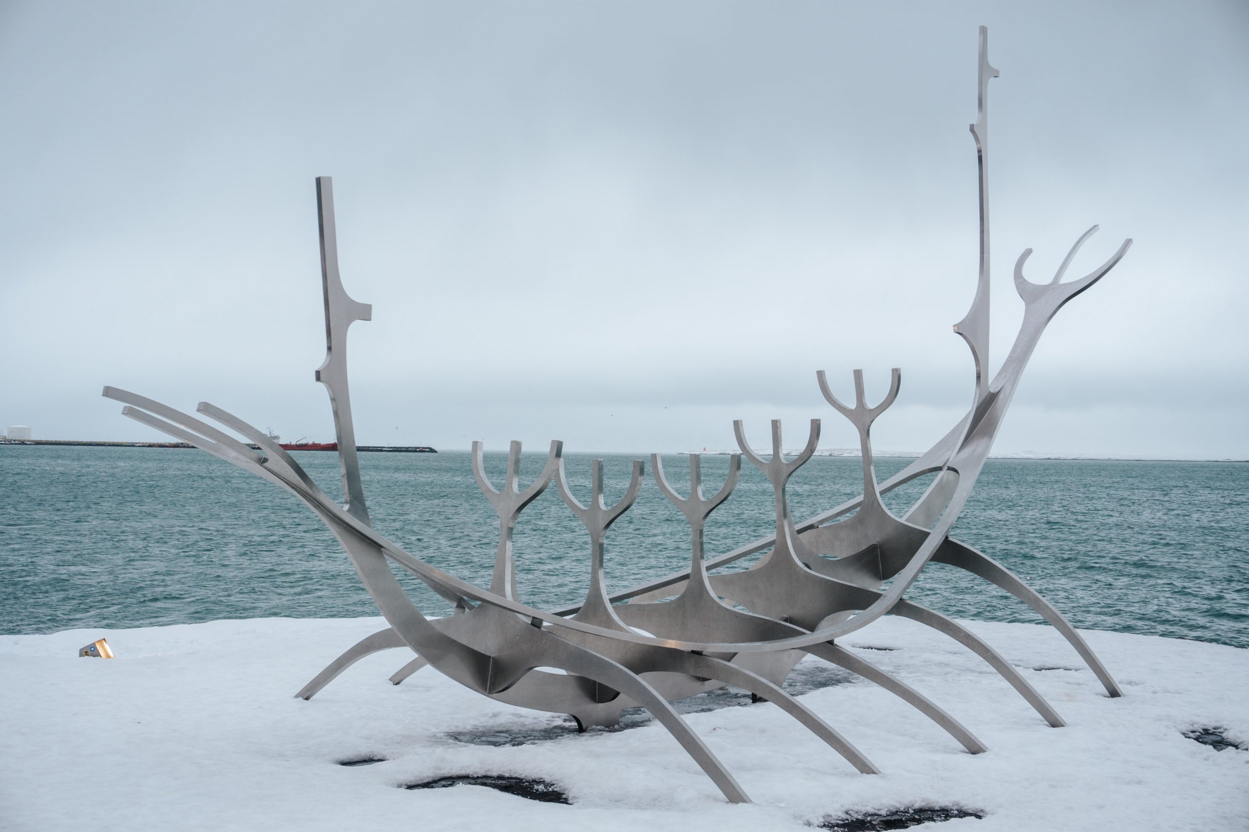 Sun Voyager artwork sculpture in Reykjavik Iceland
