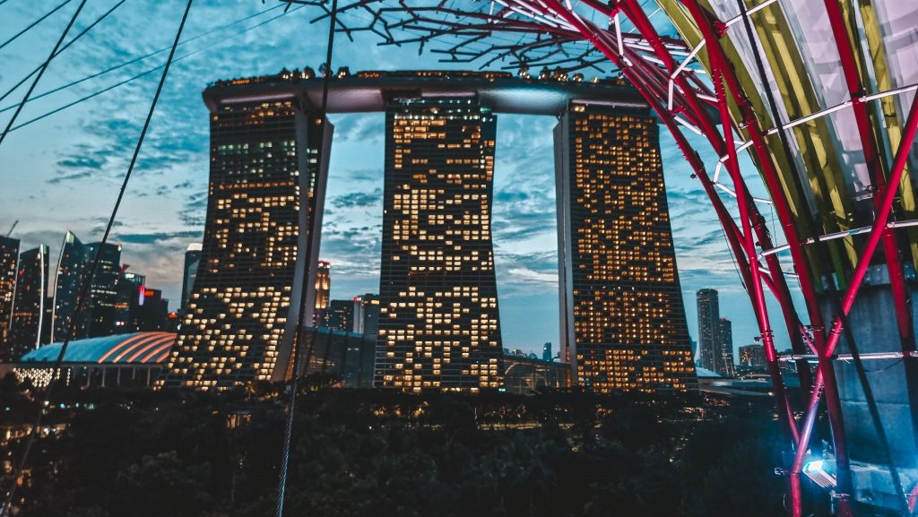 Marina Bay Sands Hotel View of the Marina Bay Sands hotel from the OCBC Skyway in Singapore