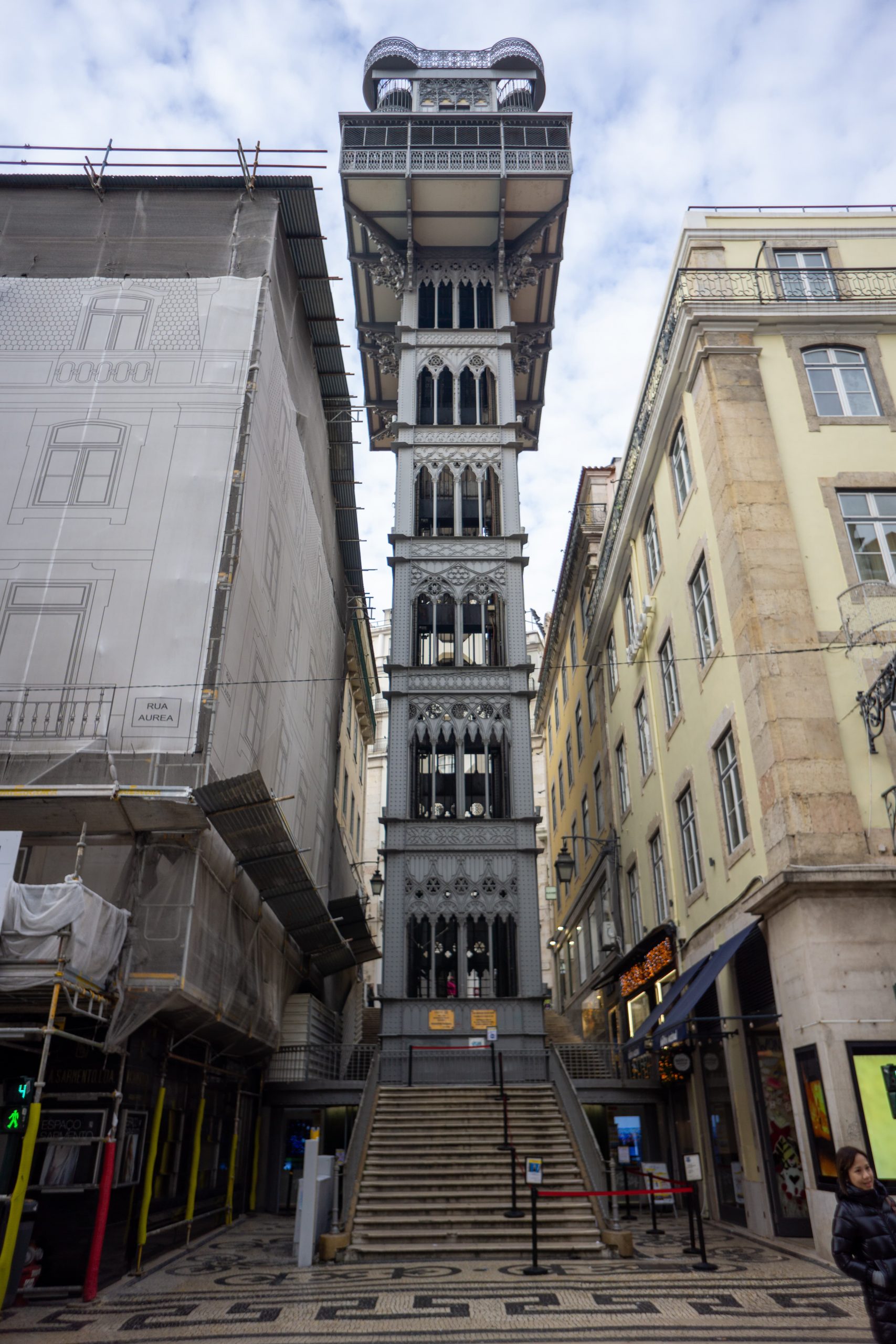 Santa Justa Elevator exterior view from the bottom