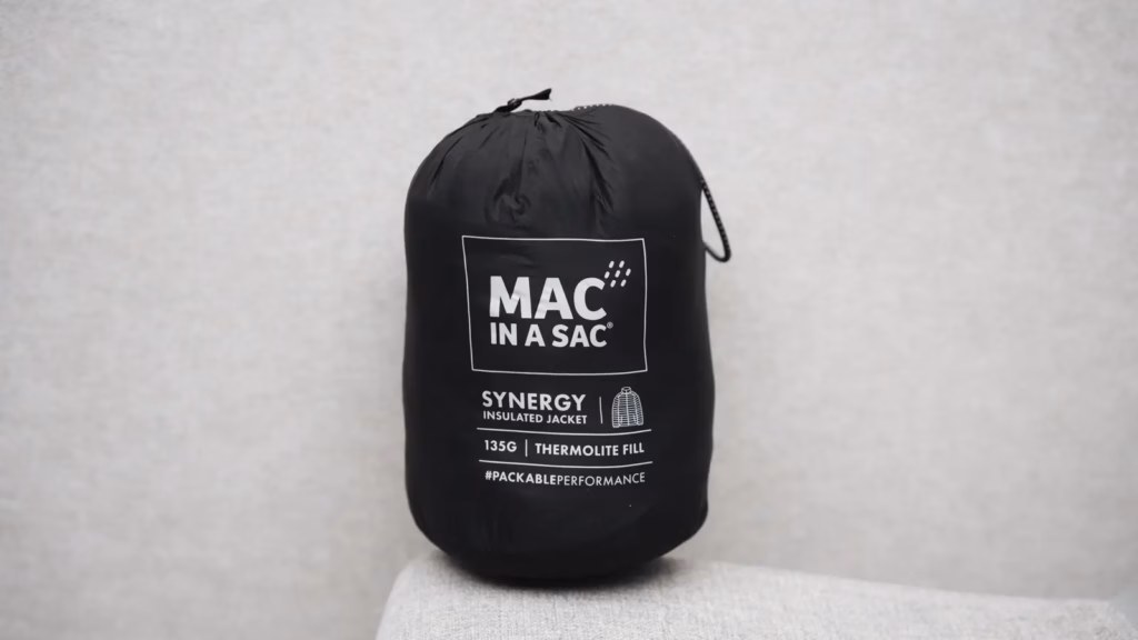 Mac in a Sac Synergy Jacket Packed 16x9 Mac in a Sac Synergy Jacket packed into its stuff sack