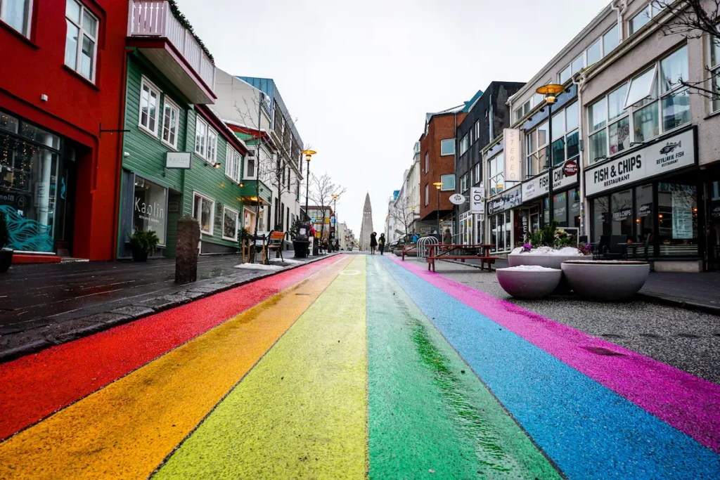 Rainbow Road 3x2 The Rainbow Road in Reykjavik Iceland, painted as the LGBT Flag for pride